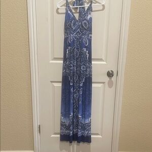 Carole Little Navy and White Patterned Maxi Dress